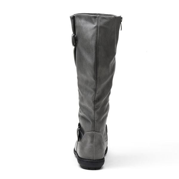 Wide Calf  Knee High Faux Fur Boots - WIDE CALF GREY - 4